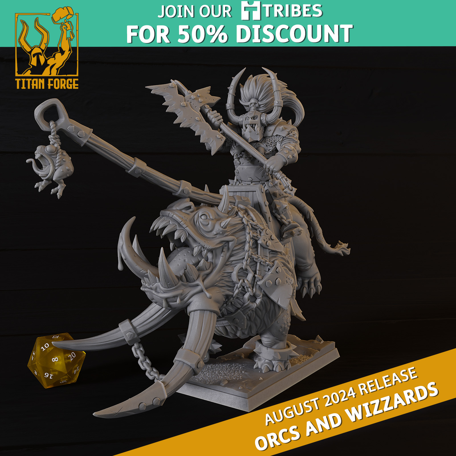 Orc Warlord Rider - Titan Forge Miniatures - 2024 - August - Orcs and Wizzards